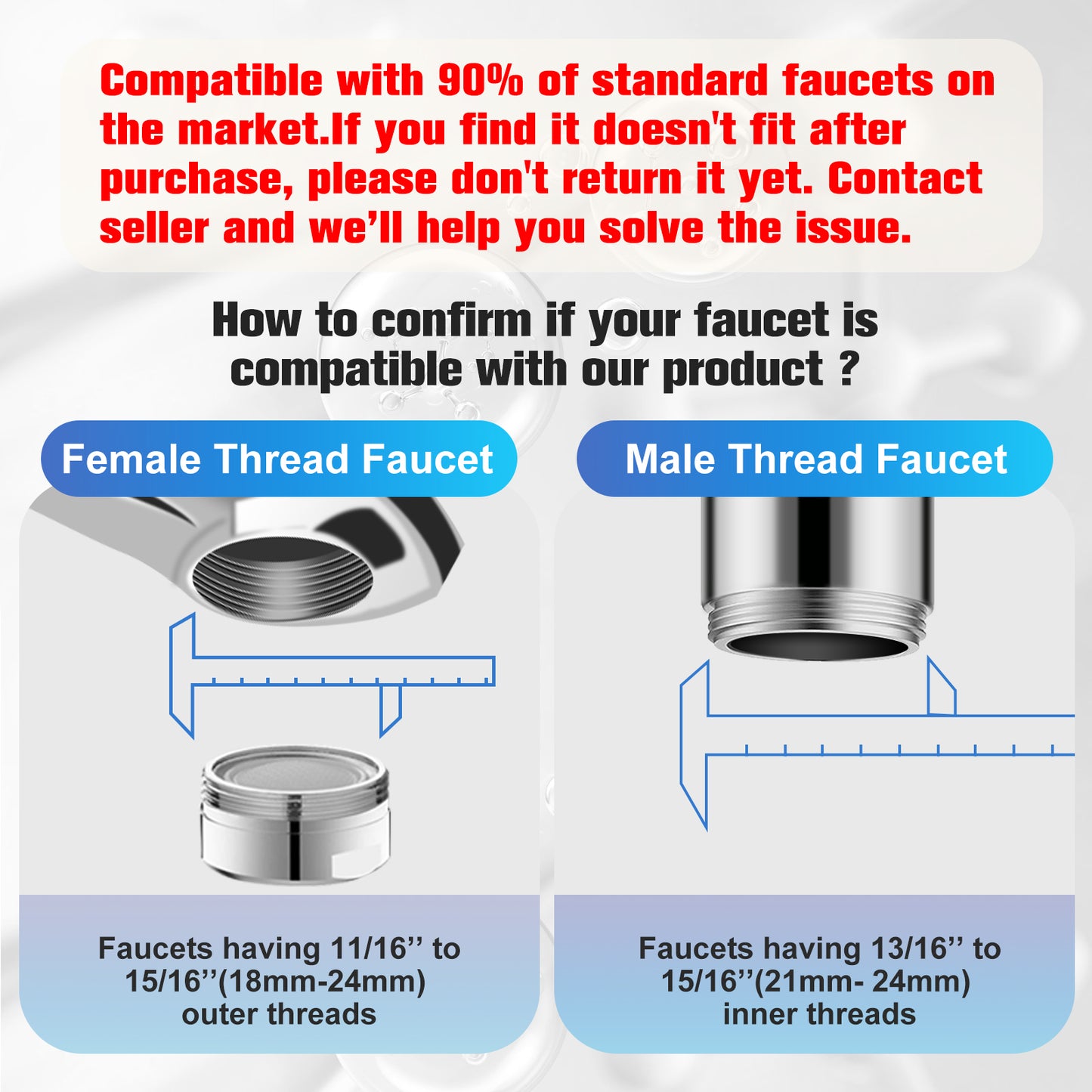 Hillien 4 Modes Multifunctional Kitchen & Bathroom Water Filter for Sink Faucet with 2pcs Replacement Filters - 99.9% Chlorine Removal-Skin Hydration in 2 Weeks- Compatible with Most of Faucet