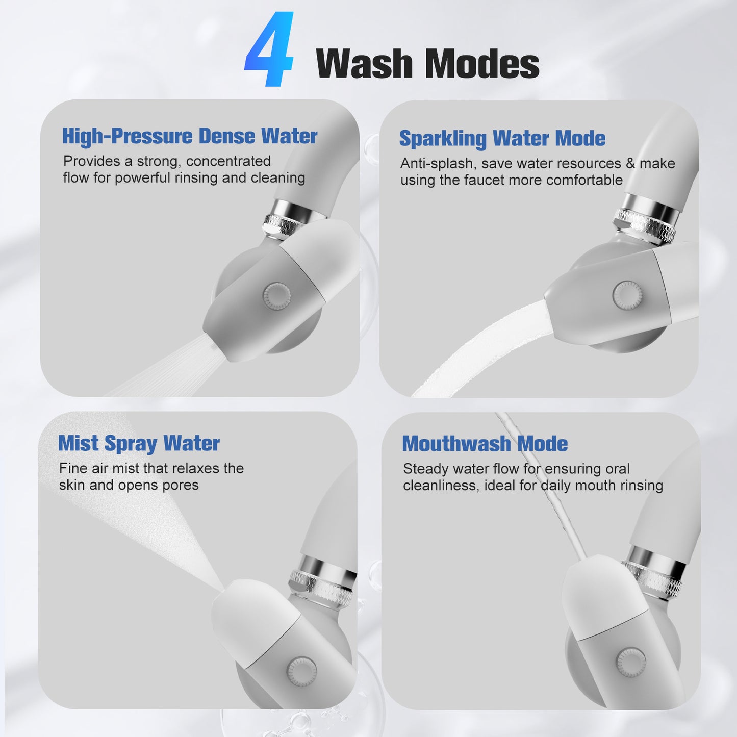 Hillien 4 Modes Multifunctional Kitchen & Bathroom Water Filter for Sink Faucet with 2pcs Replacement Filters - 99.9% Chlorine Removal-Skin Hydration in 2 Weeks- Compatible with Most of Faucet