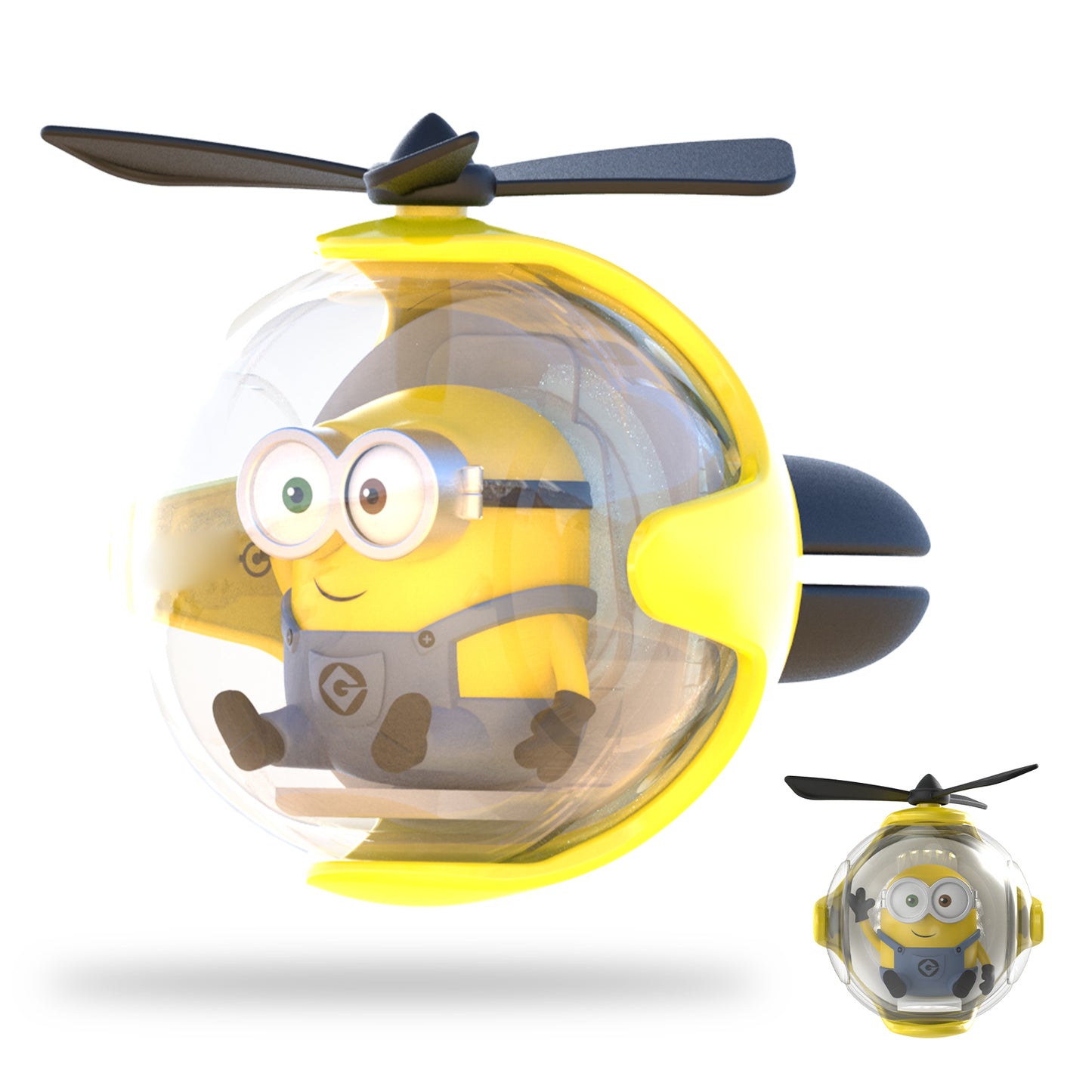 Yellow Duck Helicopter Car Air Freshener with 6-Color Auto Light Up & 4 Scented Pads – Light Fragrance, Decorative Auto Accessories