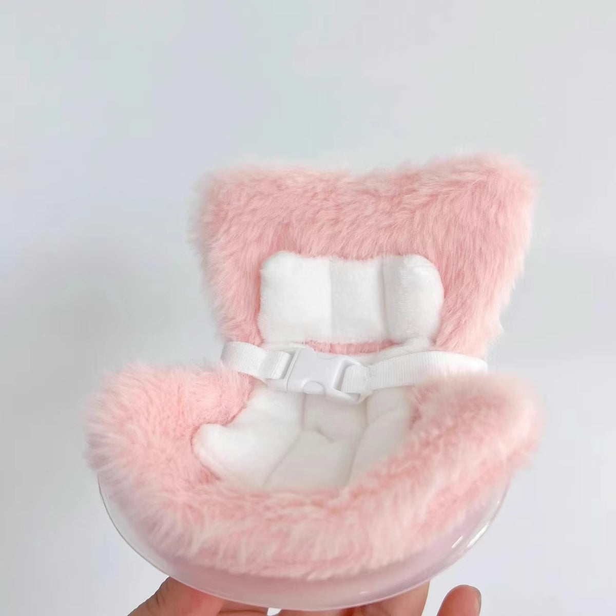 Car Seat for Labubu Dolls with Soft Furry Cushion, Air Vent Clip and Desktop Stand, Cute and Functional Car Ornament for Labubu Fans and Doll Collectors