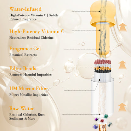 Hillien Vitamin C & Aromatherapy Skincare Spa Shower Head with Handheld, Filtered Showerhead for Hard Water - Removes Chlorine & Heavy Metals, Softer Skin & Hair Care