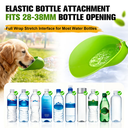 Portable Dog Water Bottle Attachment, Foldable Dog Water Bowl for Walks | Silicone Dog Drink Dispenser, Fits Opening 26mm+ Water Bottle, Ideal For Daily Hiking & Travel, Quick Rinse & Easy Setup