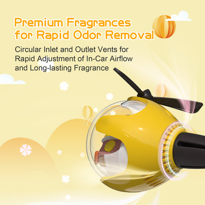 Yellow Duck Helicopter Car Air Freshener with 6-Color Auto Light Up & 4 Scented Pads – Light Fragrance, Decorative Auto Accessories
