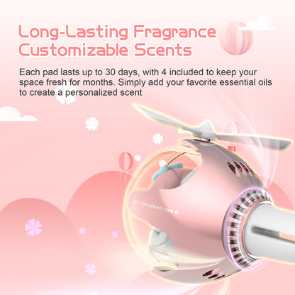 My Melody Helicopter Car Air Freshener with 6-Color Auto Light Up & 4 Scented Pads – Light Fragrance, Decorative Auto Accessories