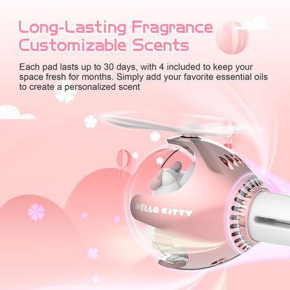 Hello Kitty Helicopter Car Air Freshener with 6-Color Auto Light Up & 4 Scented Pads – Light Fragrance, Decorative Auto Accessories