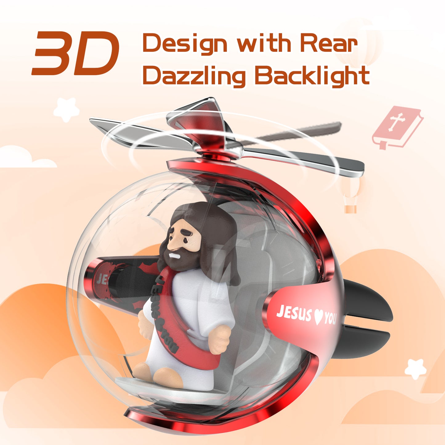 Astronaut Design Car Air Freshener with 6-Color Auto Light Up & 4 Scented Pads – Light Fragrance, Decorative Auto Accessories