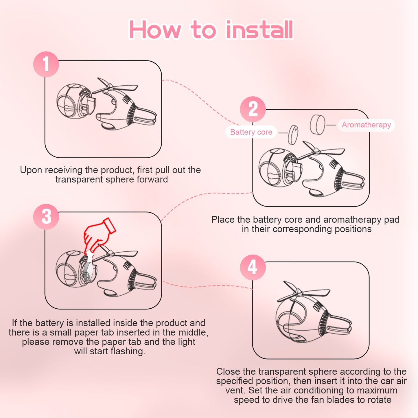 Hello Kitty Helicopter Car Air Freshener with 6-Color Auto Light Up & 4 Scented Pads – Light Fragrance, Decorative Auto Accessories