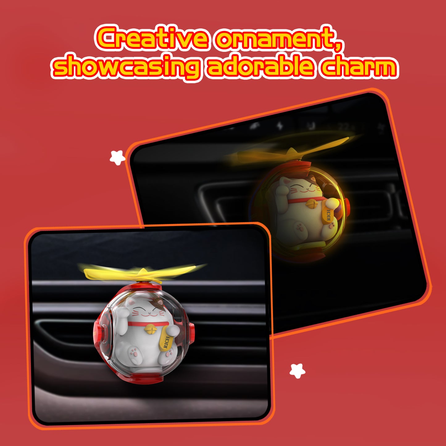 Yellow Duck Christmas Car Air Freshener with 6-Color Auto Light Up & 4 Scented Replacements Tablets – Light Scent, Decorative Auto Accessories