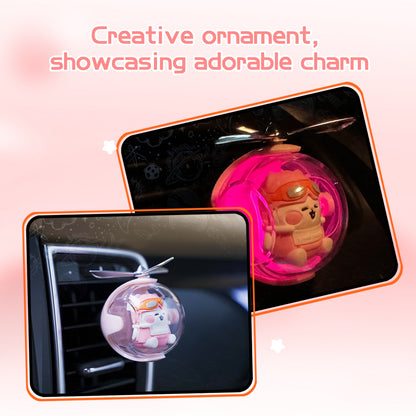 Pink Cat Helicopter Car Air Freshener with 6-Color Auto Light Up & 4 Scented Pads – Light Fragrance, Decorative Auto Accessories