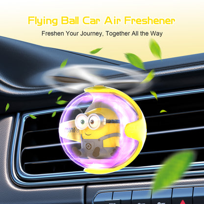 Minions Helicopter Car Air Freshener with 6-Color Auto Light Up & 4 Scented Pads – Light Fragrance, Decorative Auto Accessories