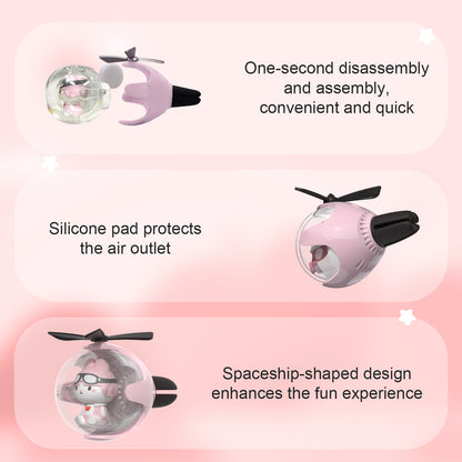 Pink Bunny Helicopter Car Air Freshener with 6-Color Auto Light Up & 4 Scented Pads – Light Fragrance, Decorative Auto Accessories