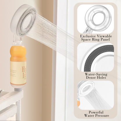 Hillien Vitamin C & Aromatherapy Skincare Spa Shower Head with Handheld, Filtered Showerhead for Hard Water - Removes Chlorine & Heavy Metals, Softer Skin & Hair Care