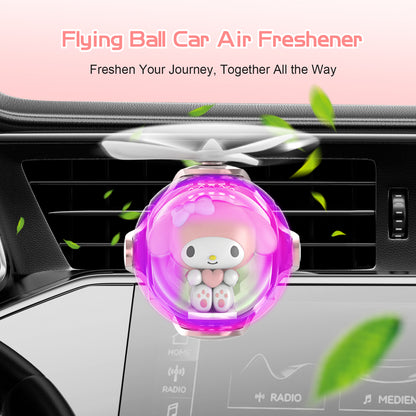 My Melody Helicopter Car Air Freshener with 6-Color Auto Light Up & 4 Scented Pads – Light Fragrance, Decorative Auto Accessories