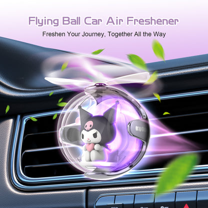 Kuromi Helicopter Car Air Freshener with 6-Color Auto Light Up & 4 Scented Pads – Light Fragrance, Decorative Auto Accessories