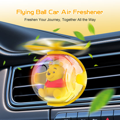 Winnie-the-Pooh Helicopter Car Air Freshener with 6-Color Auto Light Up & 4 Scented Pads – Light Fragrance, Decorative Auto Accessories