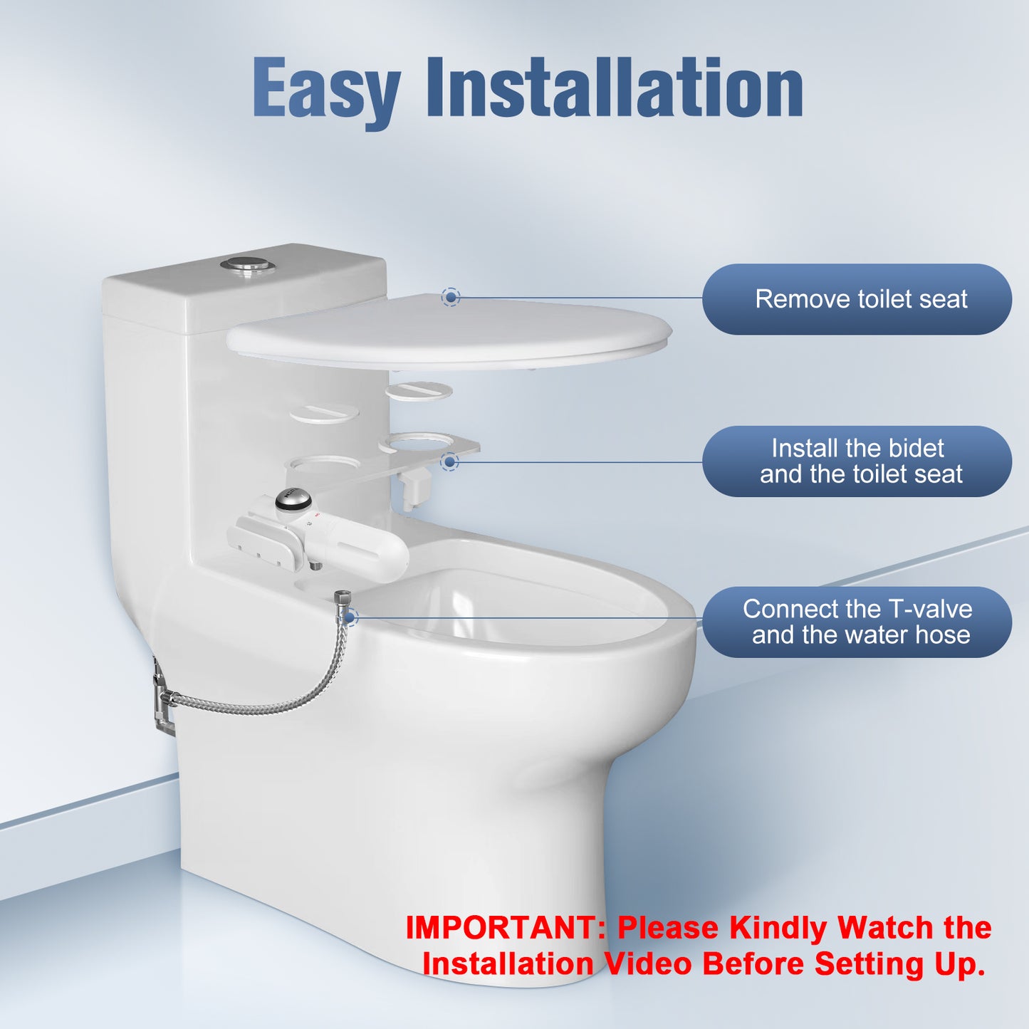 Ultra-Slim Bidet Attachment for Toilet with Filter, Chlorine-Free Fresh Water, pH balance, Non-Electric Bidet Toilet Seat Attachment with Pressure Controls, Dual Nozzles(Frontal/Rear),No Gaps No Leaks