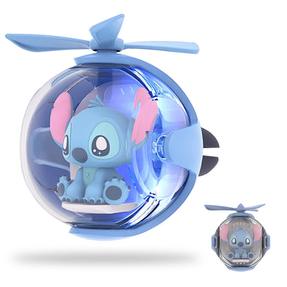 Stitch Helicopter Car Air Freshener with 6-Color Auto Light Up & 4 Scented Pads – Light Fragrance, Decorative Auto Accessories