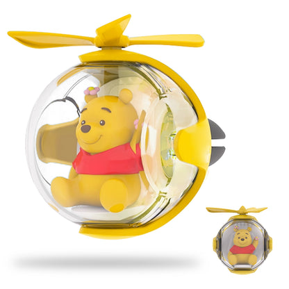 Winnie-the-Pooh Helicopter Car Air Freshener with 6-Color Auto Light Up & 4 Scented Pads – Light Fragrance, Decorative Auto Accessories