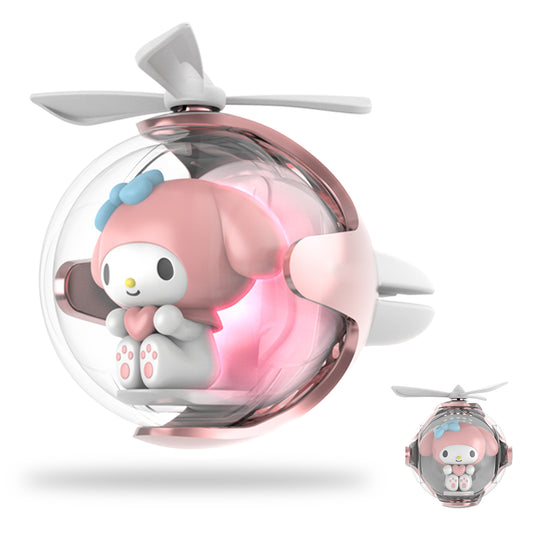My Melody Helicopter Car Air Freshener with 6-Color Auto Light Up & 4 Scented Pads – Light Fragrance, Decorative Auto Accessories
