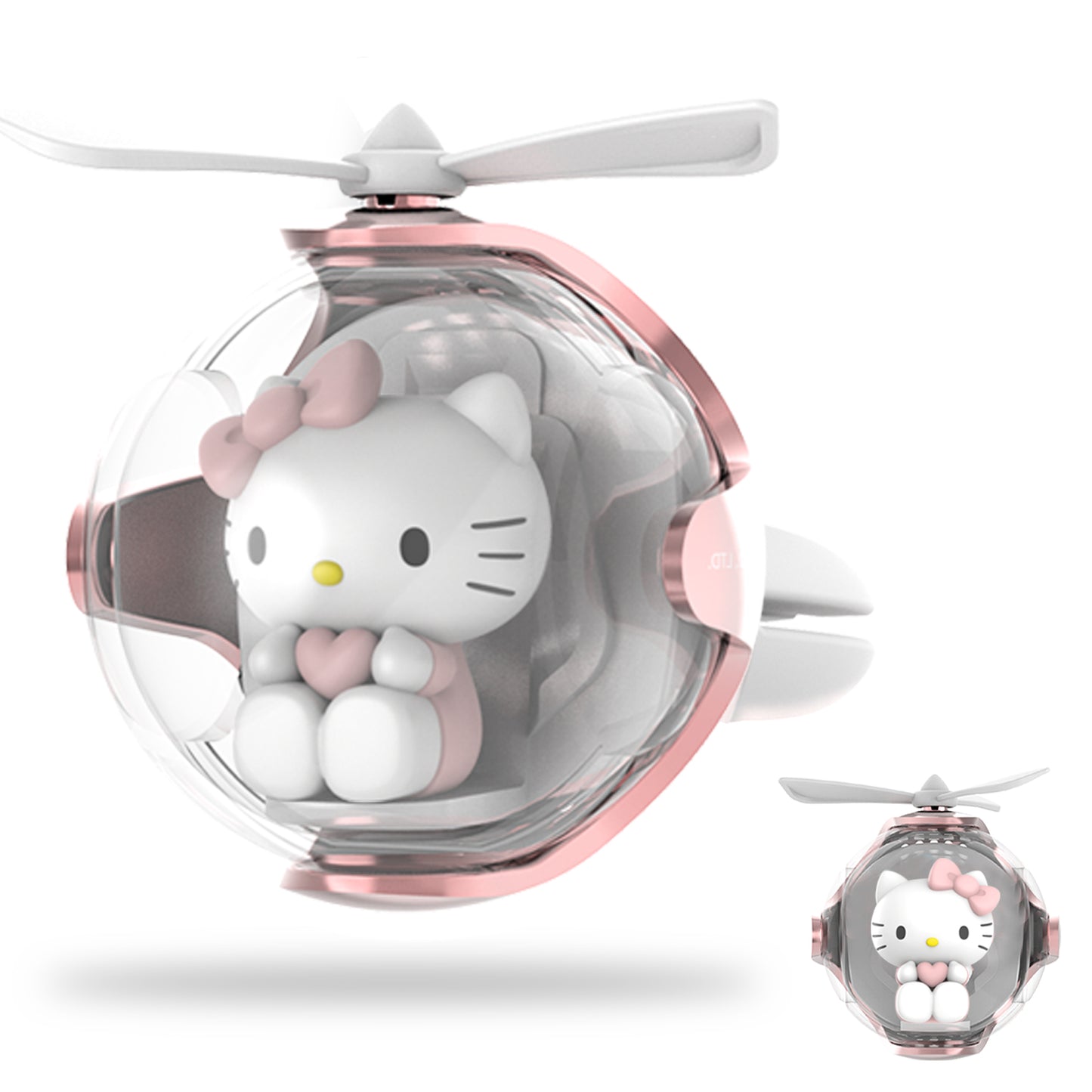Hello Kitty Helicopter Car Air Freshener with 6-Color Auto Light Up & 4 Scented Pads – Light Fragrance, Decorative Auto Accessories