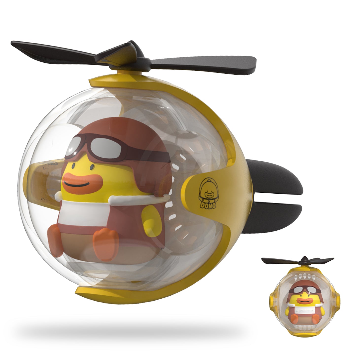Yellow Duck Helicopter Car Air Freshener with 6-Color Auto Light Up & 4 Scented Pads – Light Fragrance, Decorative Auto Accessories