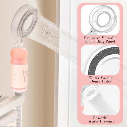Hillien Vitamin C & Aromatherapy Skincare Spa Shower Head with Handheld, Filtered Showerhead for Hard Water - Removes Chlorine & Heavy Metals, Softer Skin & Hair Care
